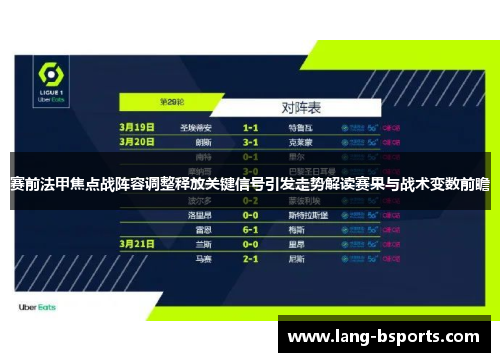 赛前法甲焦点战阵容调整释放关键信号引发走势解读赛果与战术变数前瞻